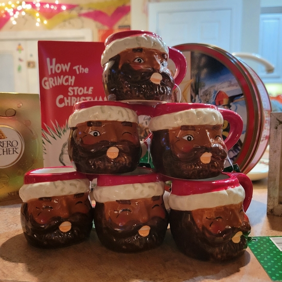 Mini Santa Mugs (6) ~ Sleigh Bell Bistro ~ Retro Look ~ Christmas ~ NWT - Picture 3 of 12